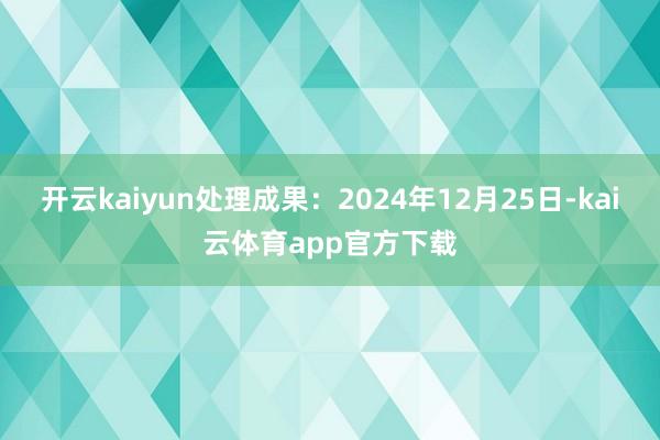 开云kaiyun处理成果：2024年12月25日-kai云体育app官方下载