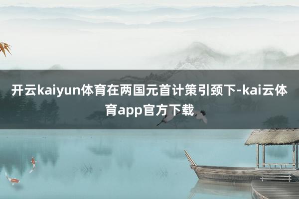 开云kaiyun体育在两国元首计策引颈下-kai云体育app官方下载
