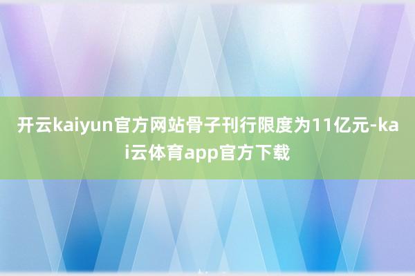 开云kaiyun官方网站骨子刊行限度为11亿元-kai云体育app官方下载